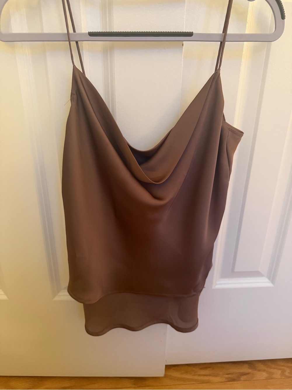 Satin silky top in mauve - small
